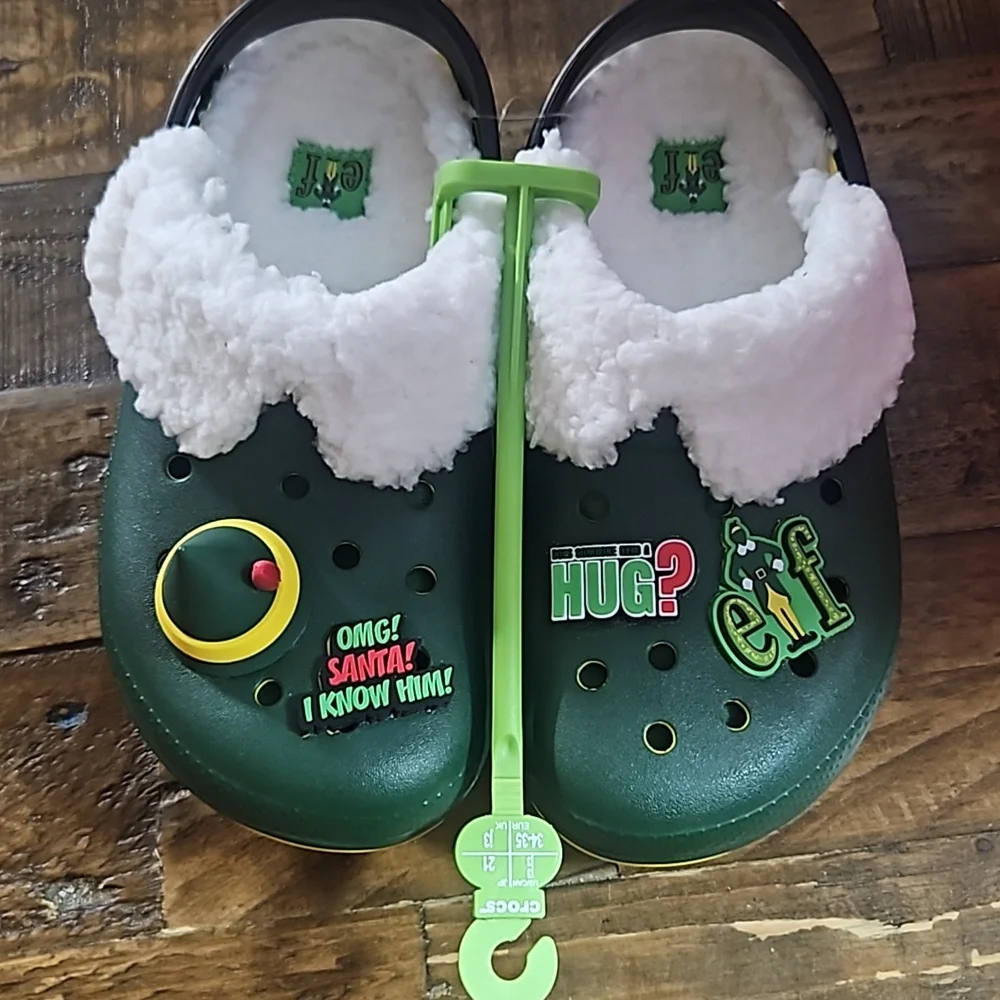 ELF LIMITED EDITION CROCS: GREEN/YELLOW: UNISEX: NEW WITH TAGS: SIZE 3